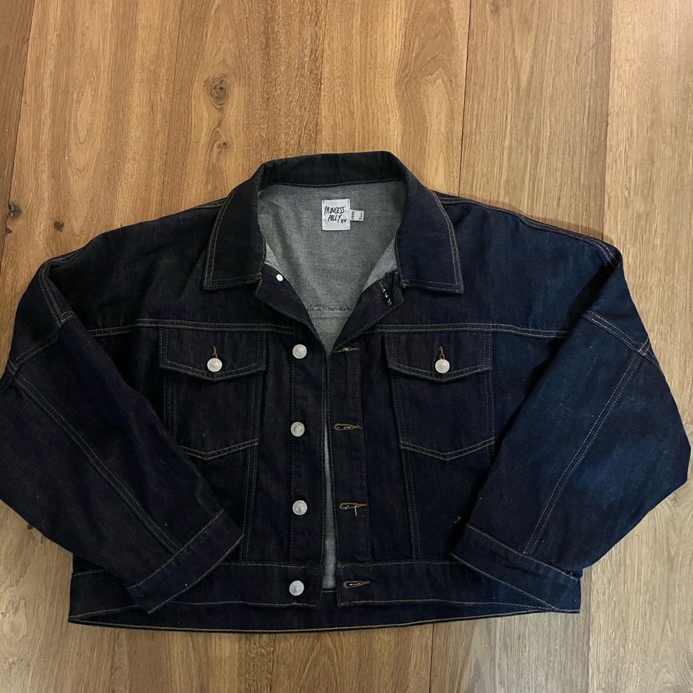 Boxy oversized fit cropped Dark Denim Jacket